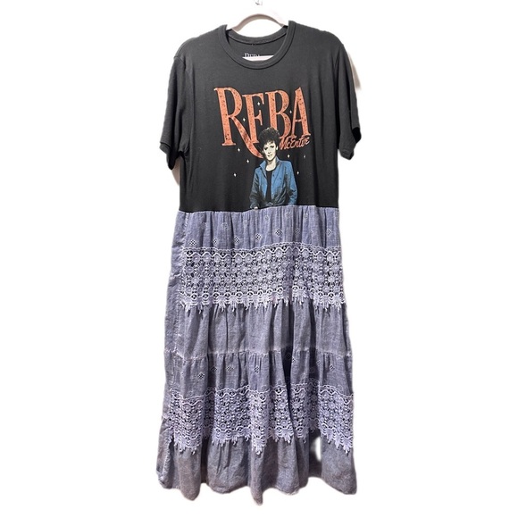 Reba McEntire dress upcycle black blue size large - Picture 1 of 6